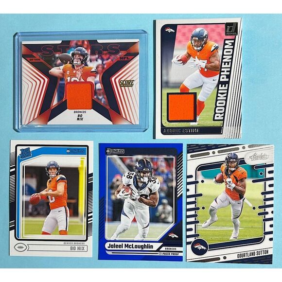 Broncos 5 Card lot#2 2025 Bo Nix Patch & RC, Audric Estime RC patch,C Sutton,++ - Picture 1 of 2